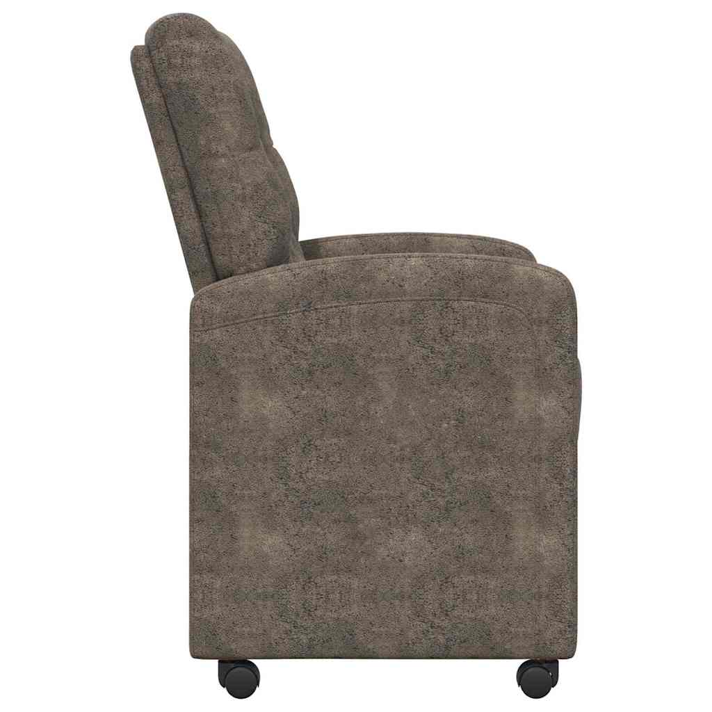 Spisebordsstole med hjul 2 stk. Faux Suede Læder Mørkegrå