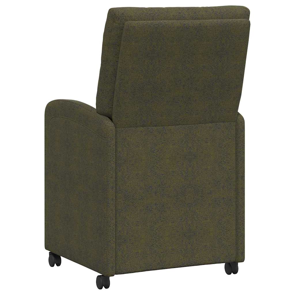 Spisebordsstole med hjul 2 stk. Faux Suede Læder Army grøn