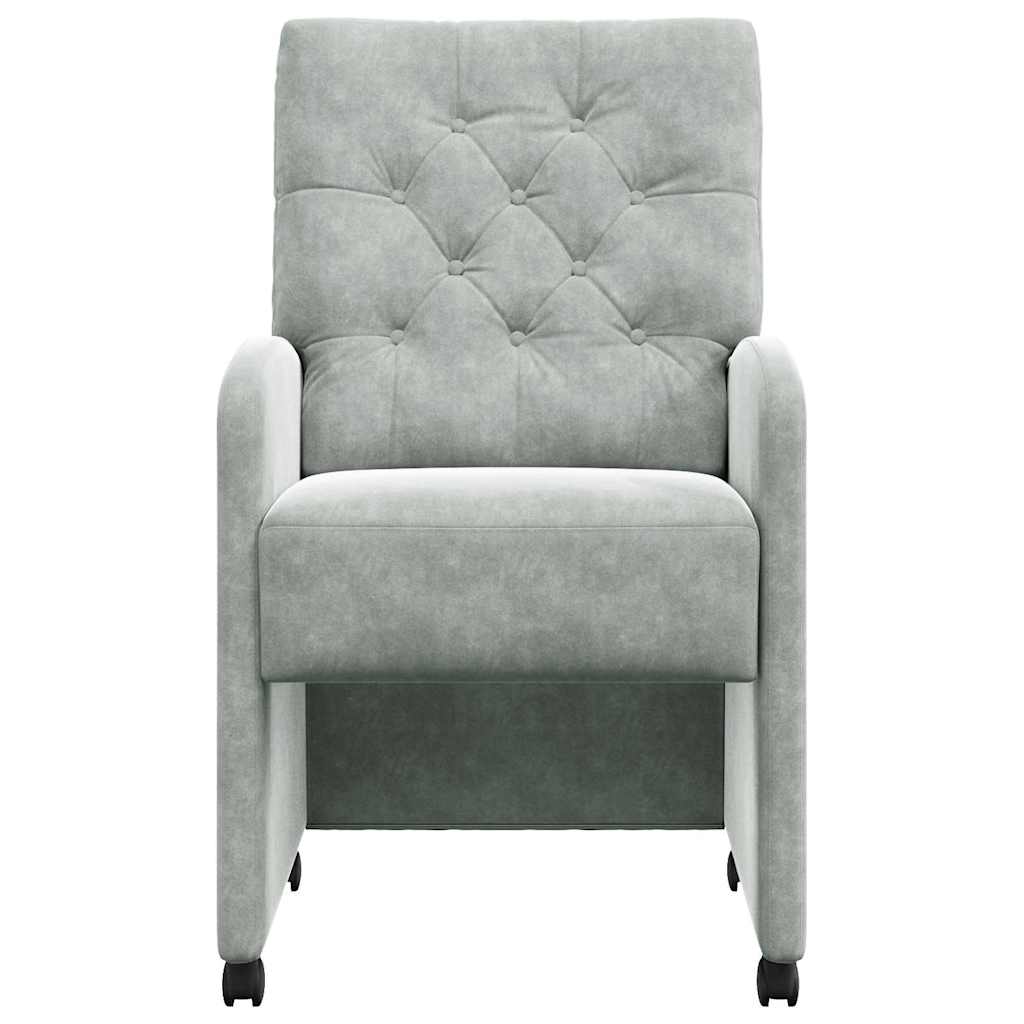 Spisebordsstole med hjul 2 stk. Fløjl Lysegrå 58 x 67 x 97 cm
