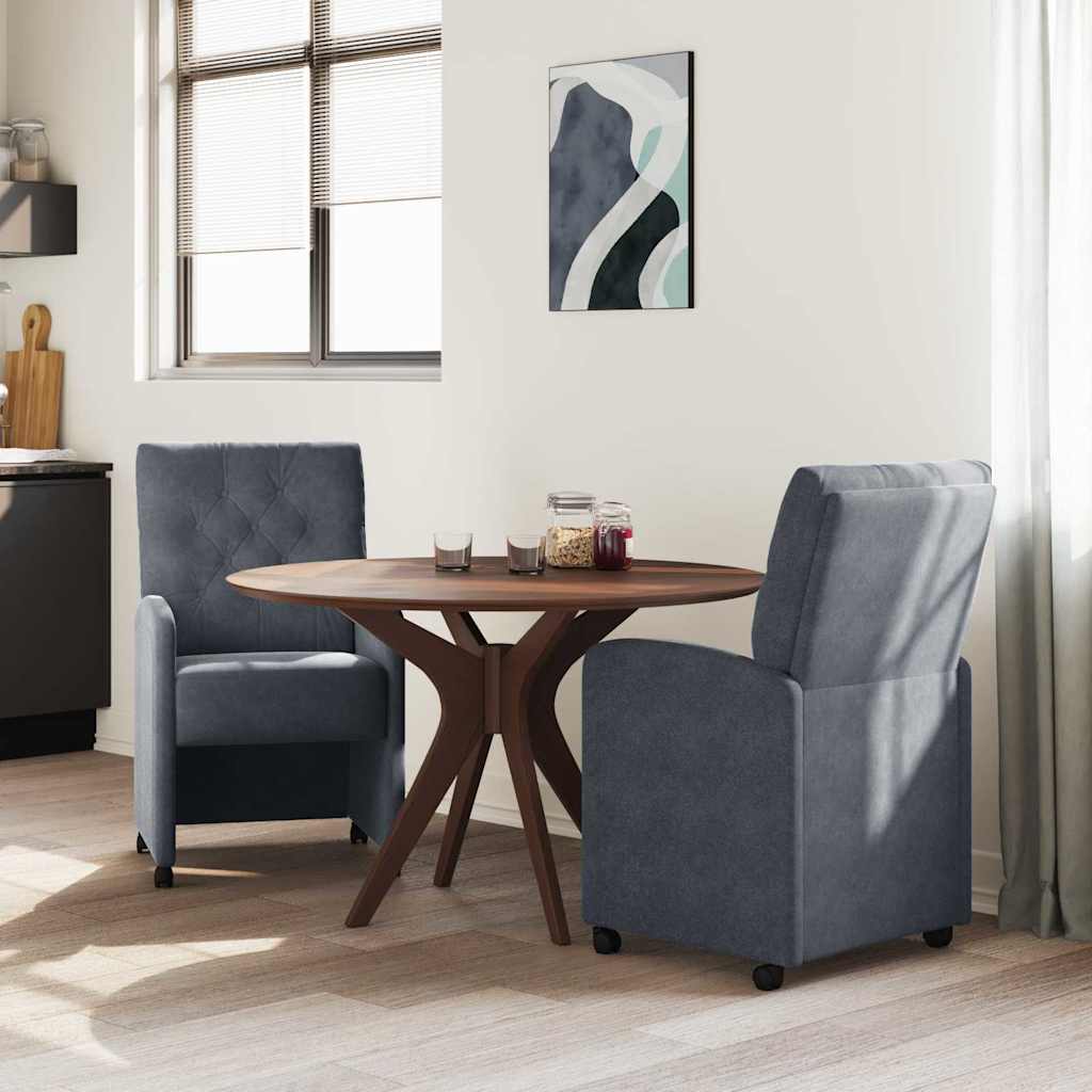 Spisebordsstole med hjul 2 stk. Fløjl Mørkegrå 58 x 67 x 97 cm