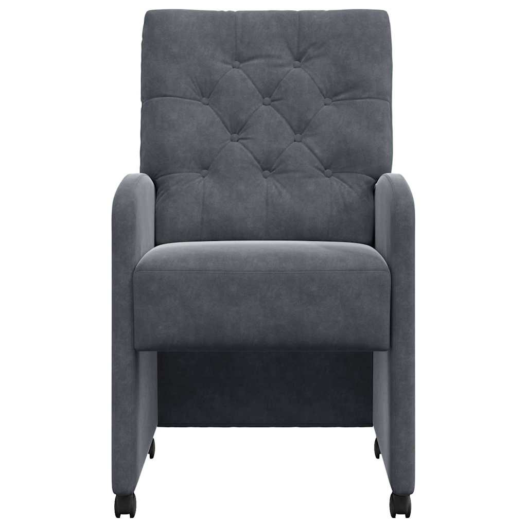 Spisebordsstole med hjul 2 stk. Fløjl Mørkegrå 58 x 67 x 97 cm