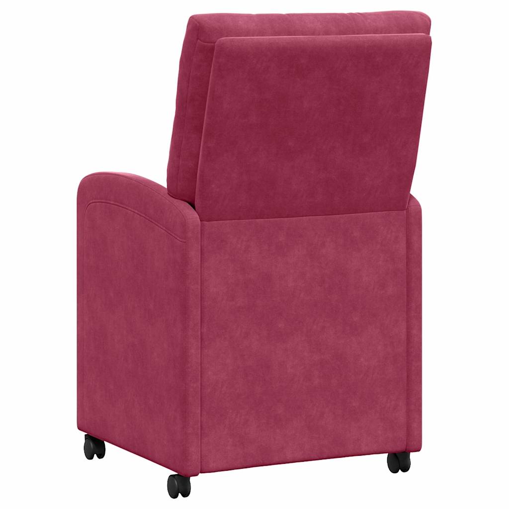 Spisebordsstole med hjul 2 stk. Fløjl Vinrød 58 x 67 x 97 cm