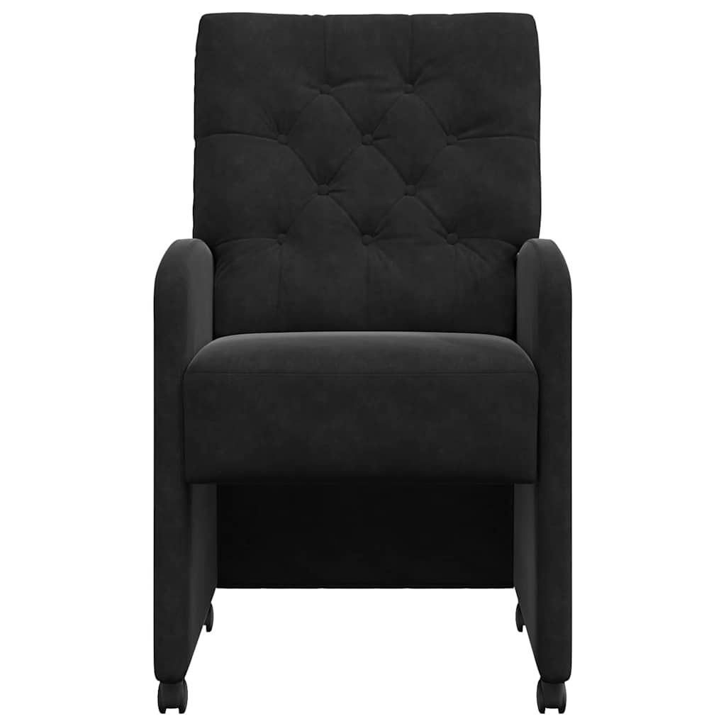 Spisebordsstole med hjul 2 stk. Fløjl Sort 58 x 67 x 97 cm