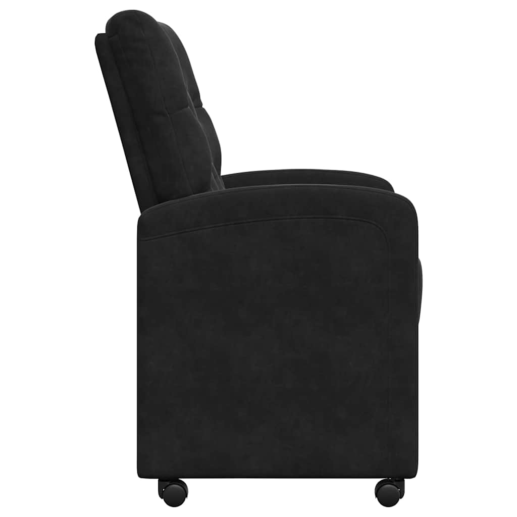 Spisebordsstole med hjul 2 stk. Fløjl Sort 58 x 67 x 97 cm