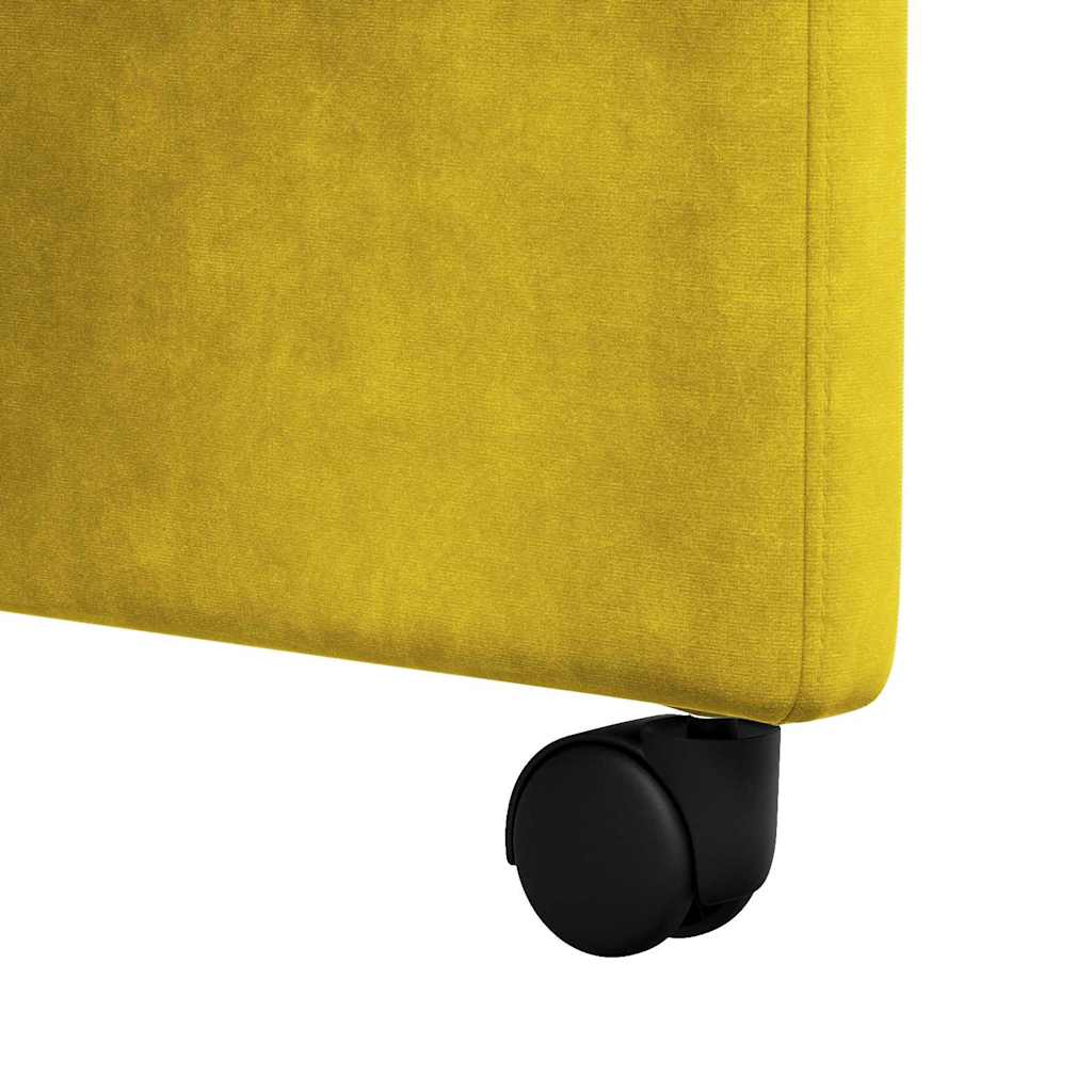 Spisebordsstole med hjul 2 stk. Fløjl Gul 58 x 67 x 97 cm