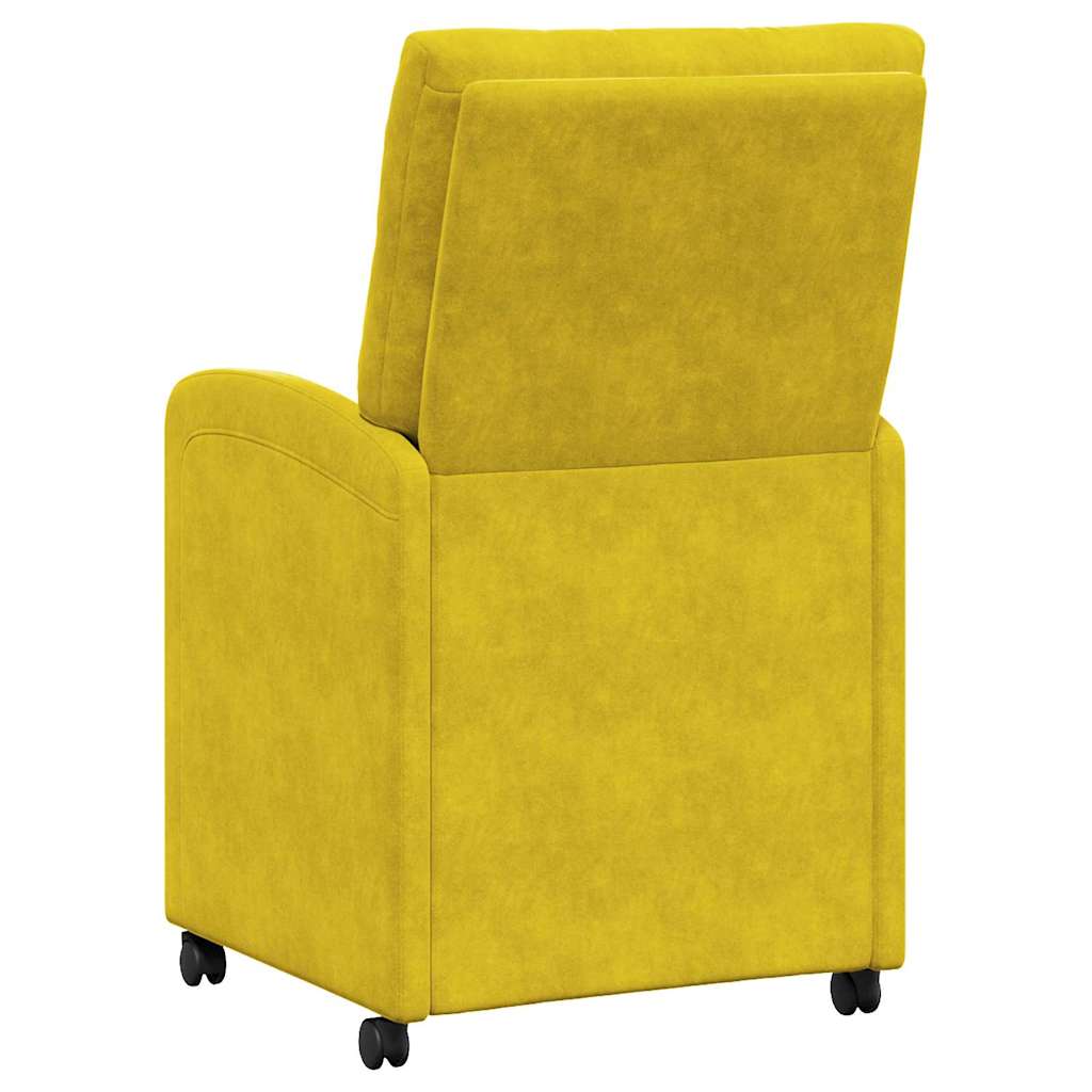 Spisebordsstole med hjul 2 stk. Fløjl Gul 58 x 67 x 97 cm