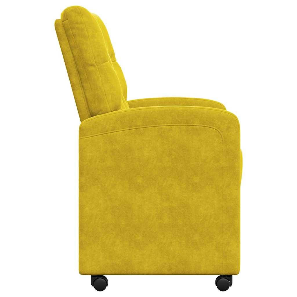 Spisebordsstole med hjul 2 stk. Fløjl Gul 58 x 67 x 97 cm
