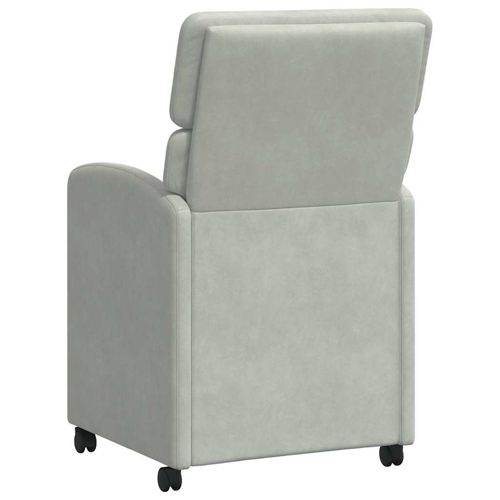 Spisebordsstole med hjul 2 stk. Fløjl Lysegrå 58 x 65 x 98 cm