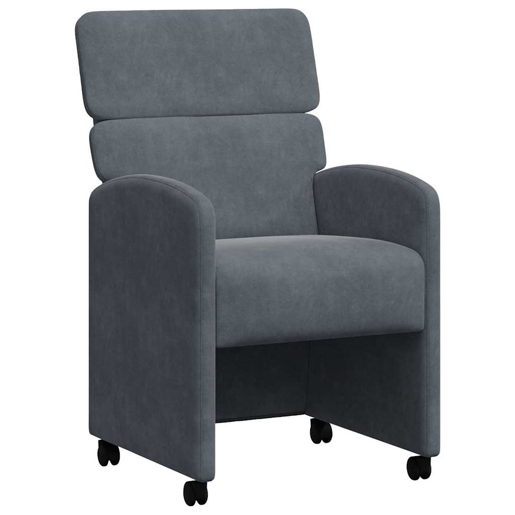 Spisebordsstole med hjul 2 stk. Fløjl Mørkegrå 58 x 65 x 98 cm