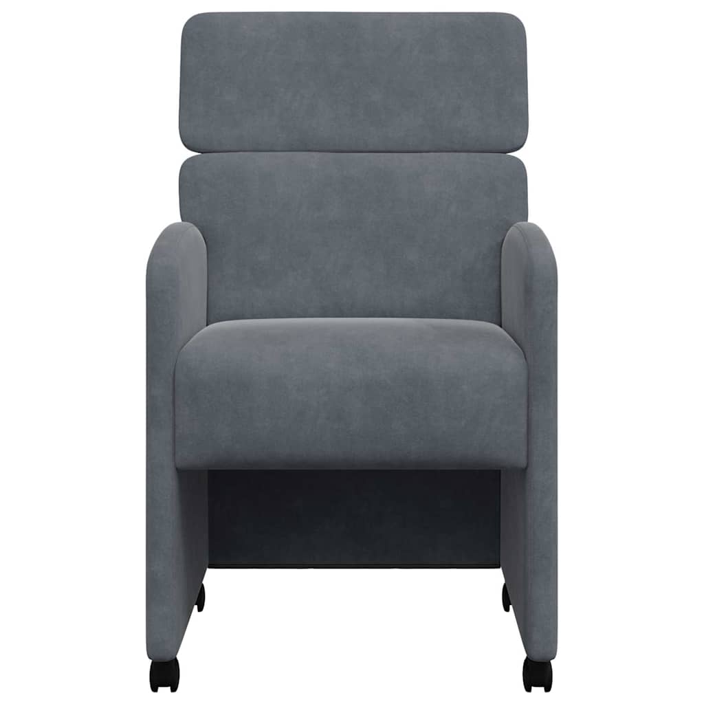 Spisebordsstole med hjul 2 stk. Fløjl Mørkegrå 58 x 65 x 98 cm