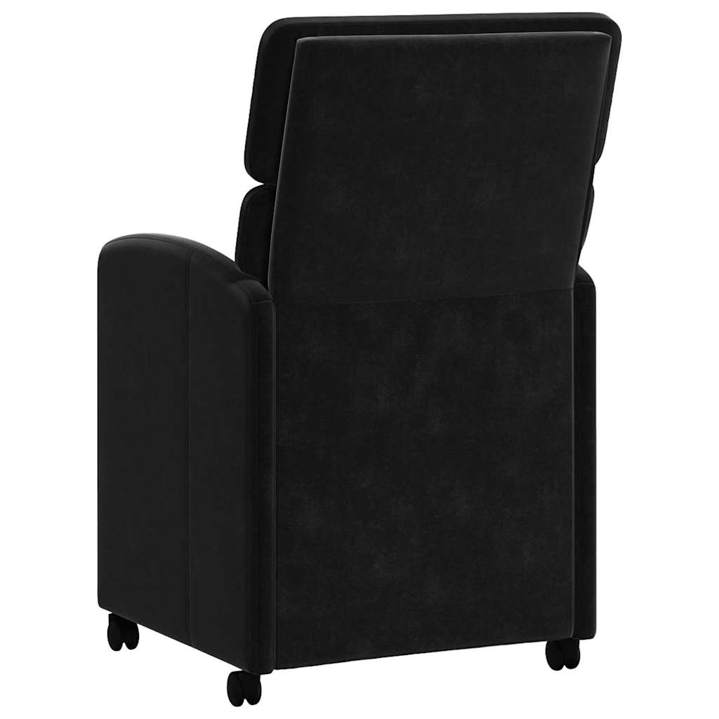Spisebordsstole med hjul 2 stk. Fløjl Sort 58 x 65 x 98 cm