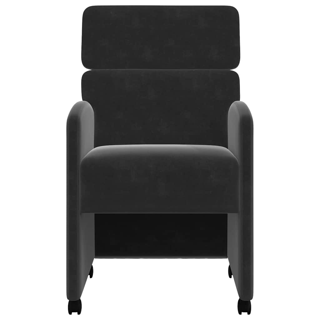 Spisebordsstole med hjul 2 stk. Fløjl Sort 58 x 65 x 98 cm