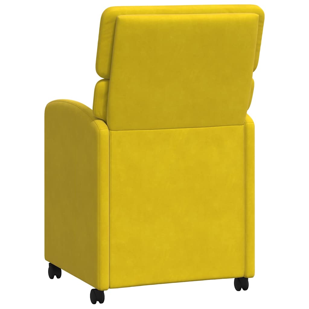 Spisebordsstole med hjul 2 stk. Fløjl Gul 58 x 65 x 98 cm