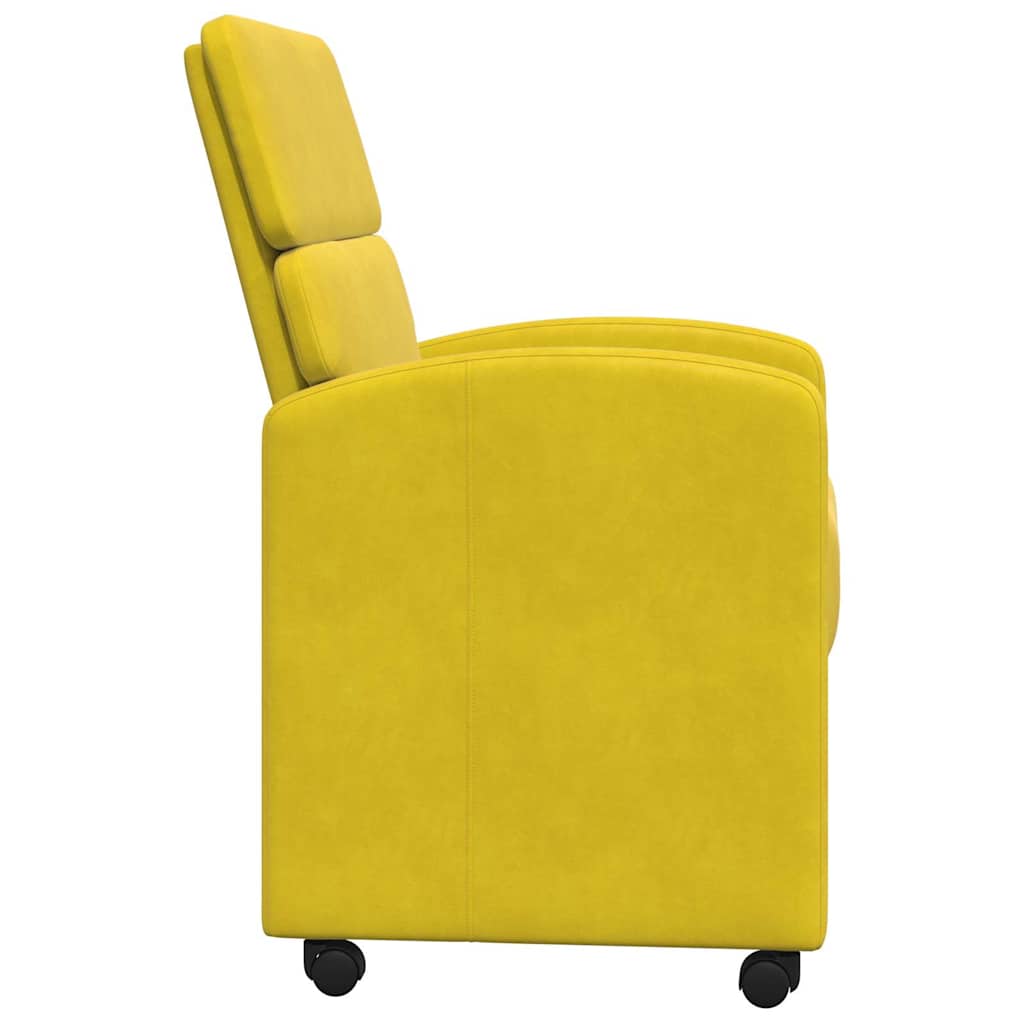 Spisebordsstole med hjul 2 stk. Fløjl Gul 58 x 65 x 98 cm