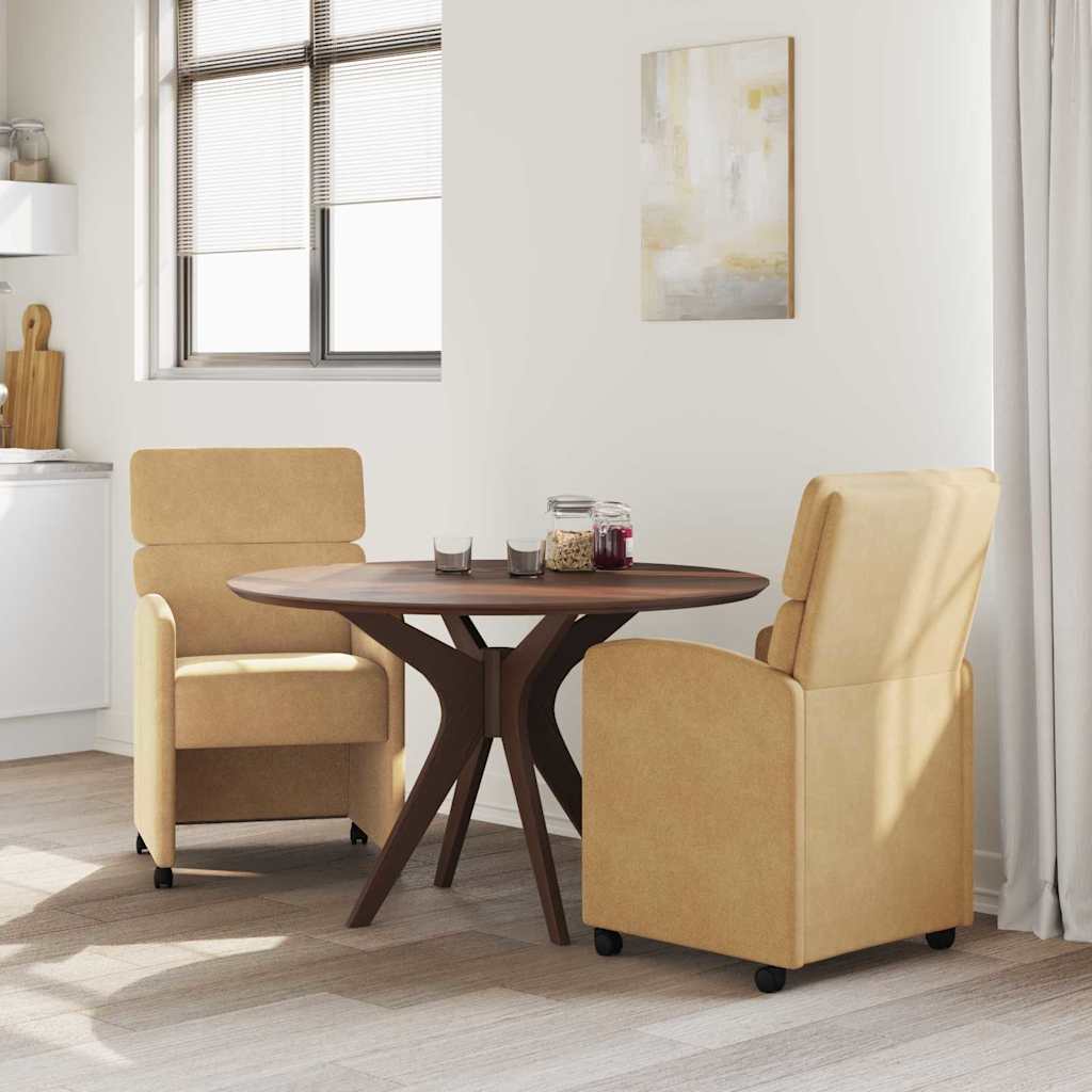 Spisebordsstole med hjul 2 stk. Fløjl Brun 58 x 65 x 98 cm