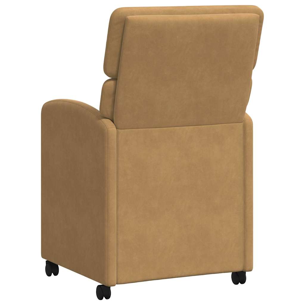 Spisebordsstole med hjul 2 stk. Fløjl Brun 58 x 65 x 98 cm