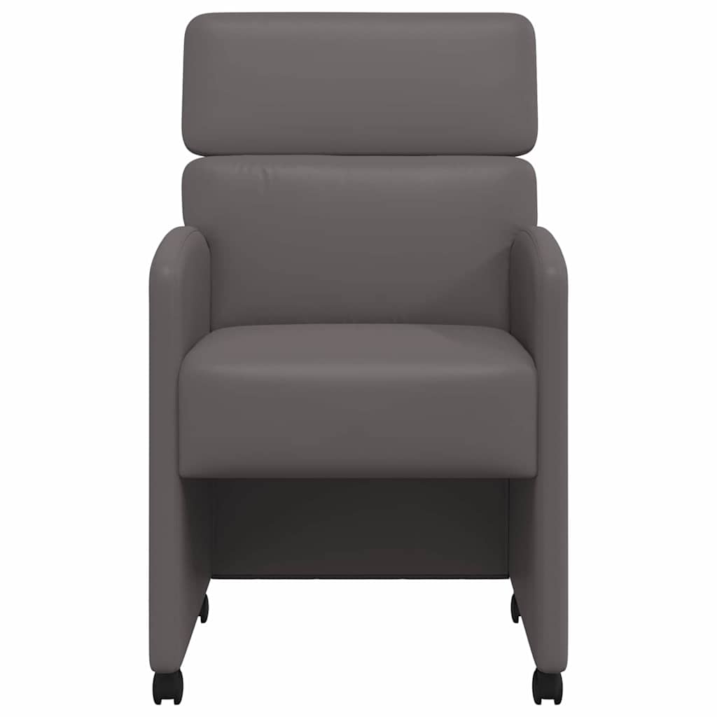 Spisebordsstole med hjul 2 stk. Kunstlæder Grå 58 x 65 x 98 cm