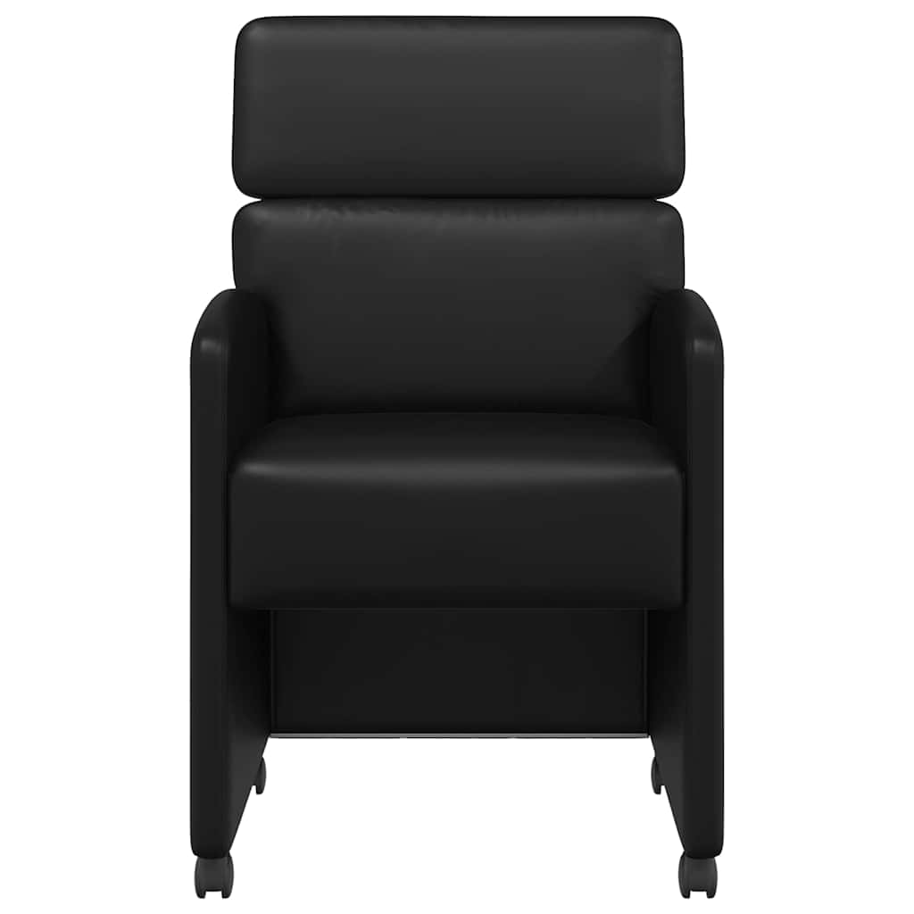 Spisebordsstole med hjul 2 stk. Kunstlæder Sort 58 x 65 x 98 cm