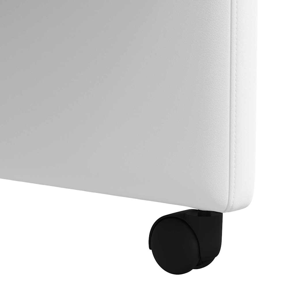 Spisebordsstole med hjul 2 stk. Kunstlæder Hvid 58 x 65 x 98 cm