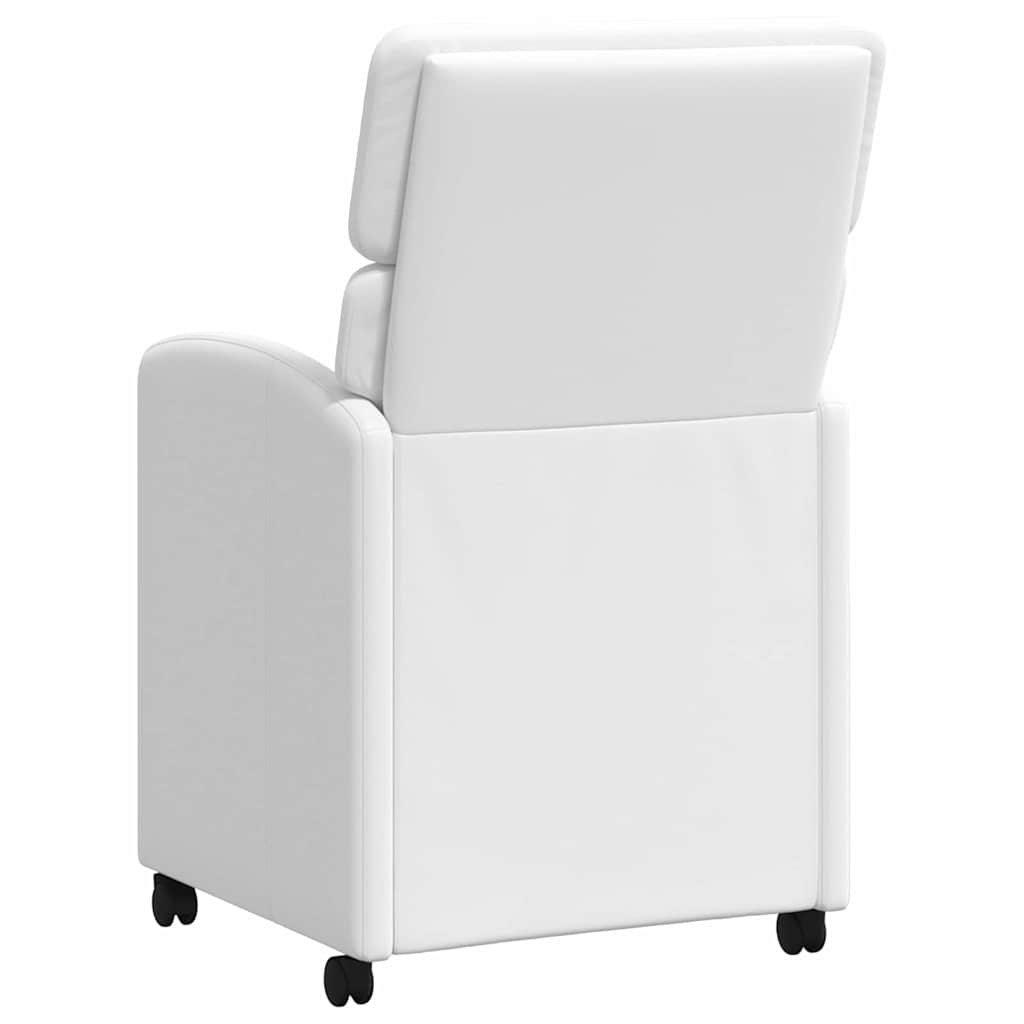 Spisebordsstole med hjul 2 stk. Kunstlæder Hvid 58 x 65 x 98 cm