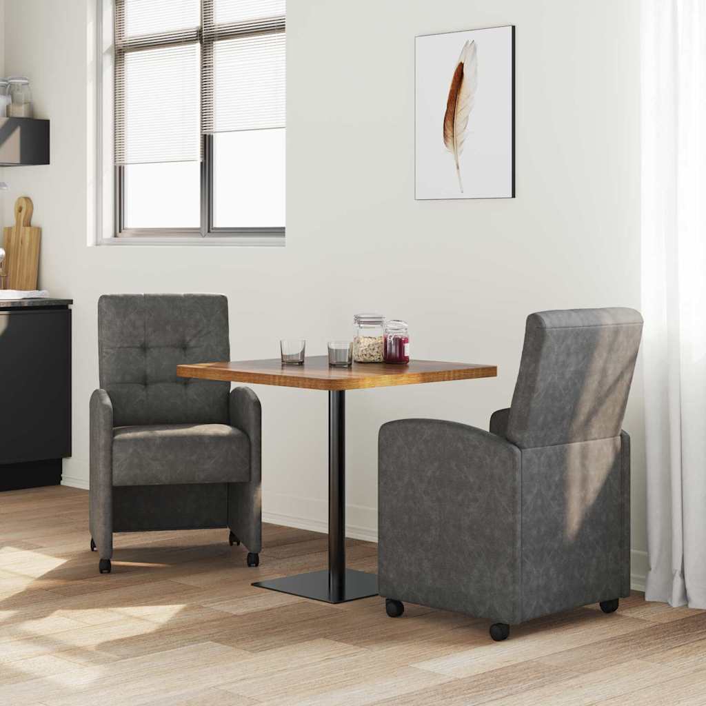 Spisebordsstole med hjul 2 stk. Kunstlæder Sort 58 x 67 x 97 cm