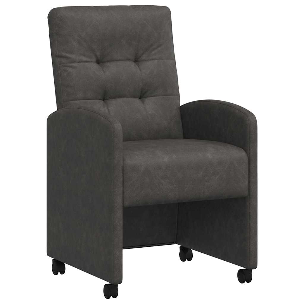 Spisebordsstole med hjul 2 stk. Kunstlæder Sort 58 x 67 x 97 cm