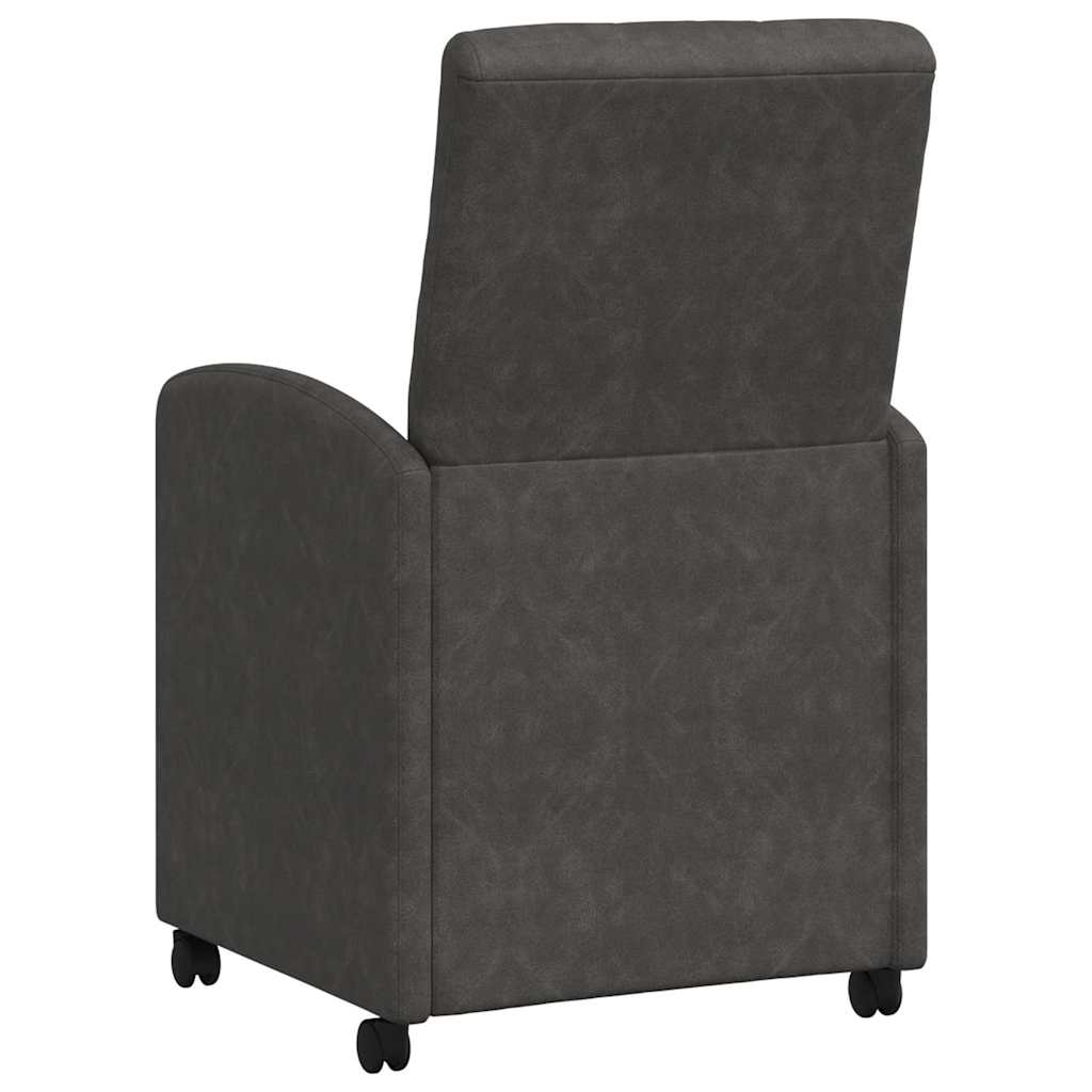 Spisebordsstole med hjul 2 stk. Kunstlæder Sort 58 x 67 x 97 cm