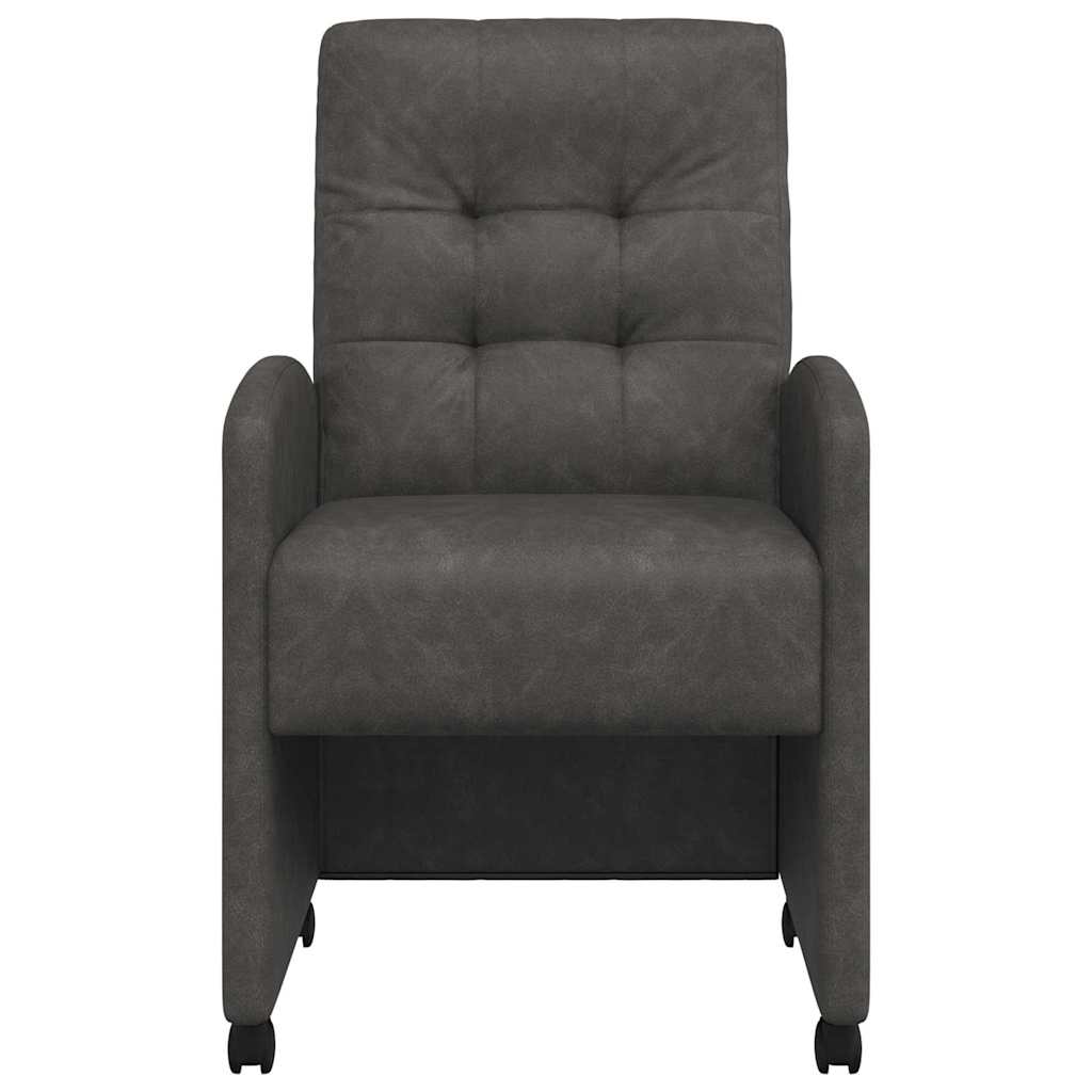 Spisebordsstole med hjul 2 stk. Kunstlæder Sort 58 x 67 x 97 cm