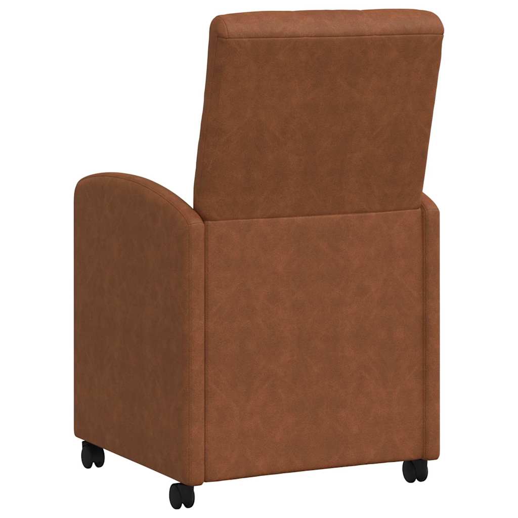 Spisebordsstole med hjul 2 stk. Kunstlæder Brun 58 x 67 x 97 cm