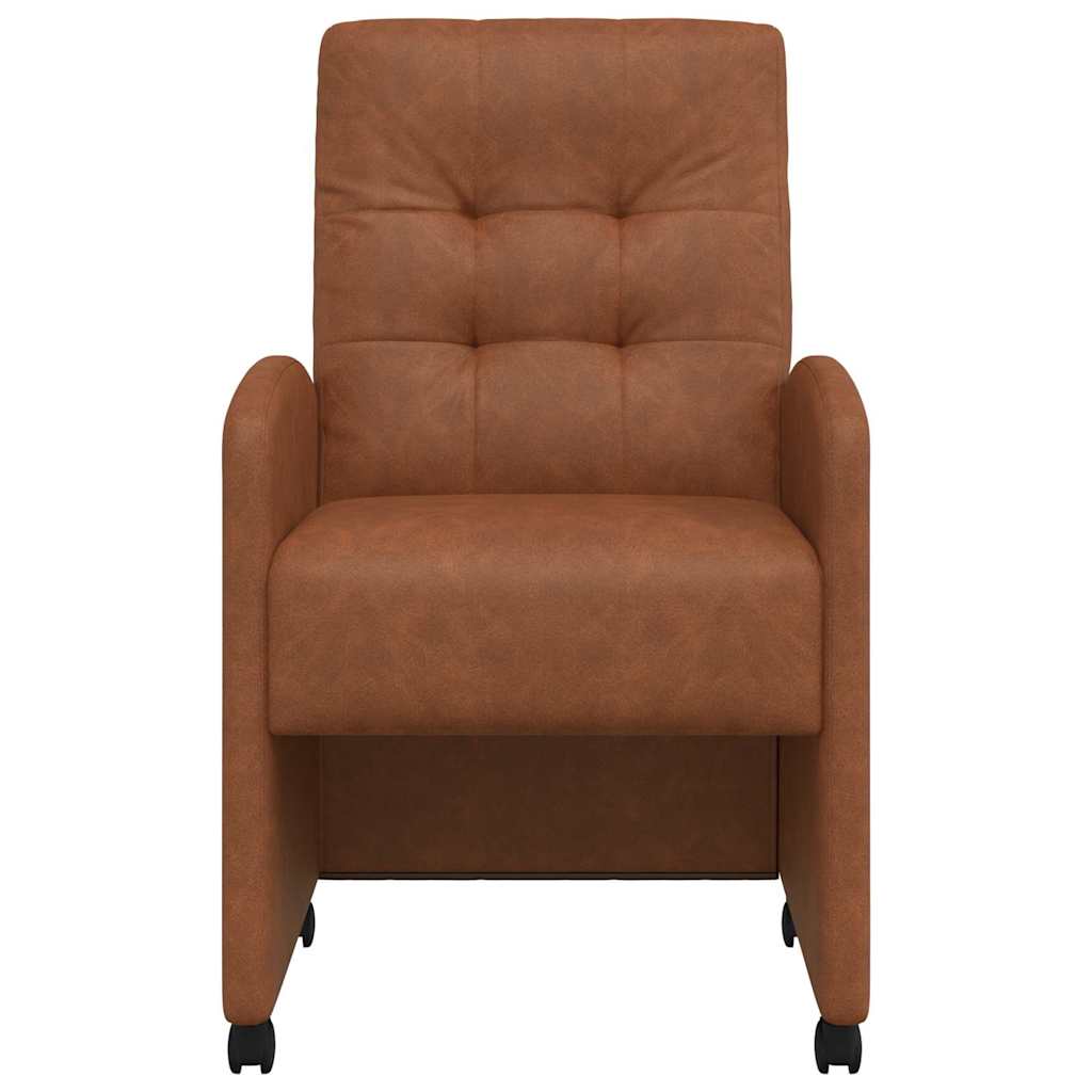 Spisebordsstole med hjul 2 stk. Kunstlæder Brun 58 x 67 x 97 cm