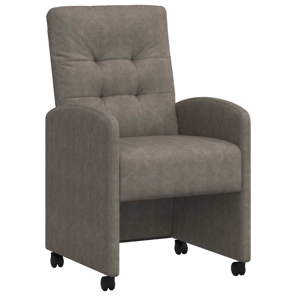 Spisebordsstole med hjul 2 stk. Kunstlæder Grå 58 x 67 x 97 cm