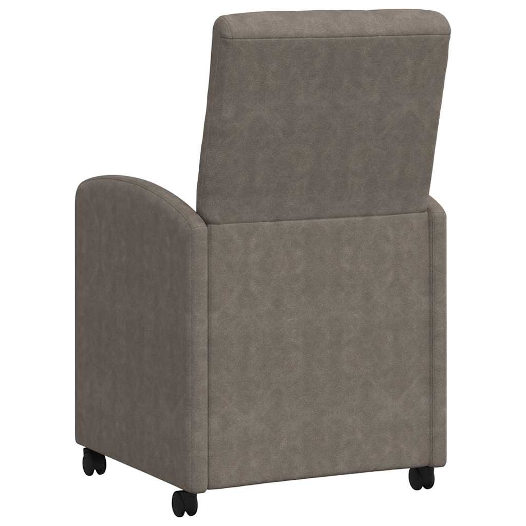 Spisebordsstole med hjul 2 stk. Kunstlæder Grå 58 x 67 x 97 cm
