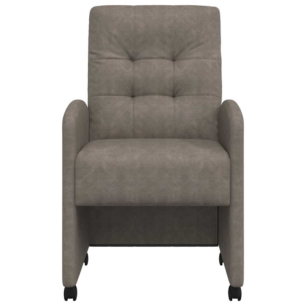 Spisebordsstole med hjul 2 stk. Kunstlæder Grå 58 x 67 x 97 cm