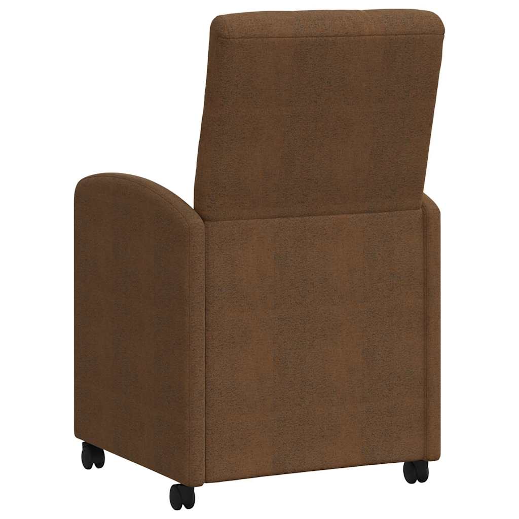 Spisebordsstole med hjul 2 stk. Faux suede læder Brun