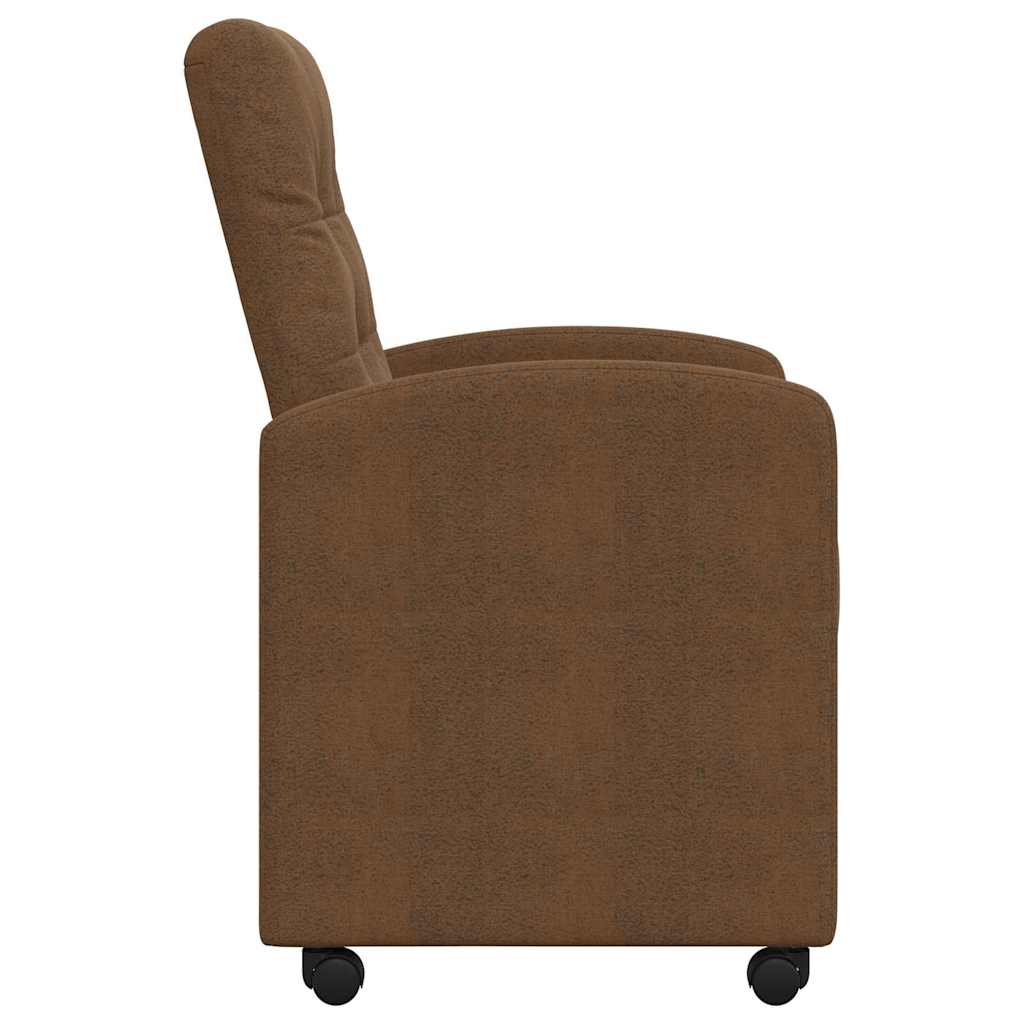 Spisebordsstole med hjul 2 stk. Faux suede læder Brun