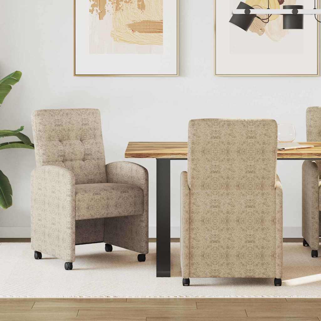 Spisebordsstole med hjul 2 stk. Faux suede læder Lysegrå