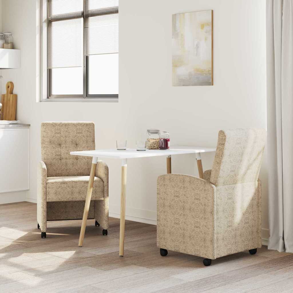 Spisebordsstole med hjul 2 stk. Faux suede læder Lysegrå