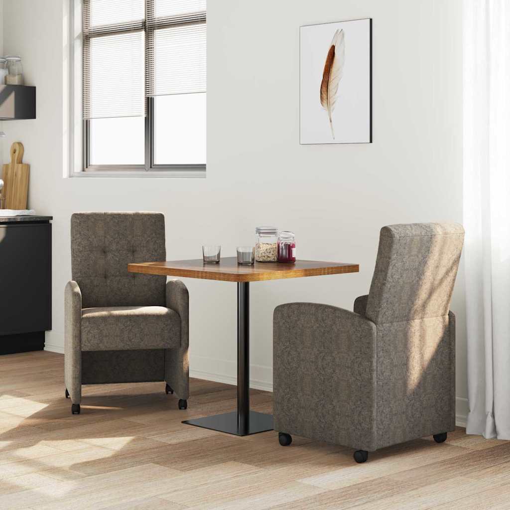 Spisebordsstole med hjul 2 stk. Faux suede læder Mørkegrå