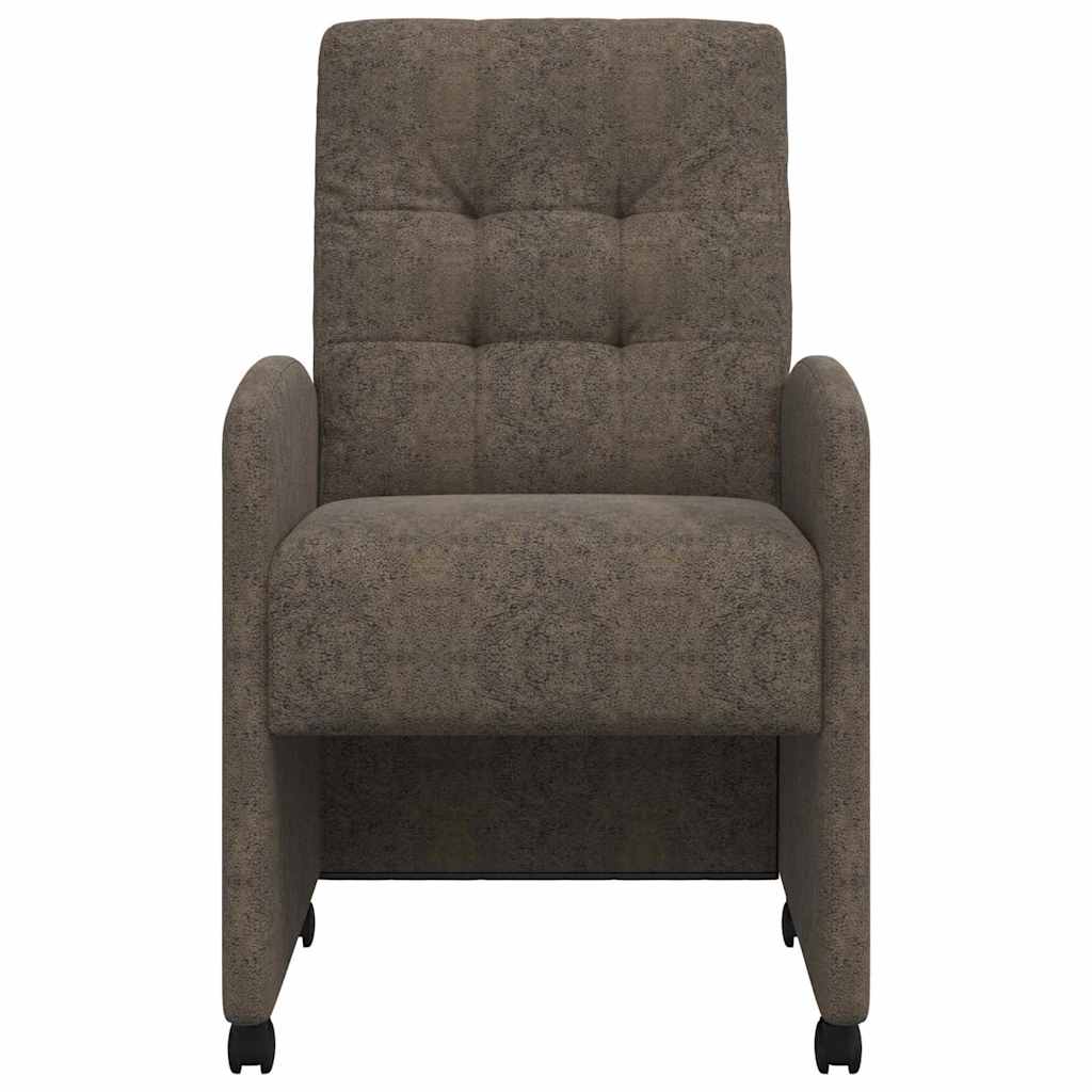 Spisebordsstole med hjul 2 stk. Faux suede læder Mørkegrå