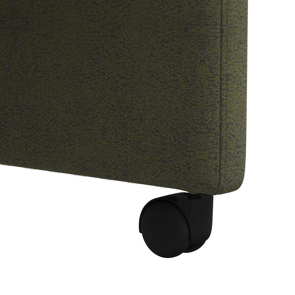 Spisebordsstole med hjul 2 stk. Faux suede læder Army grøn