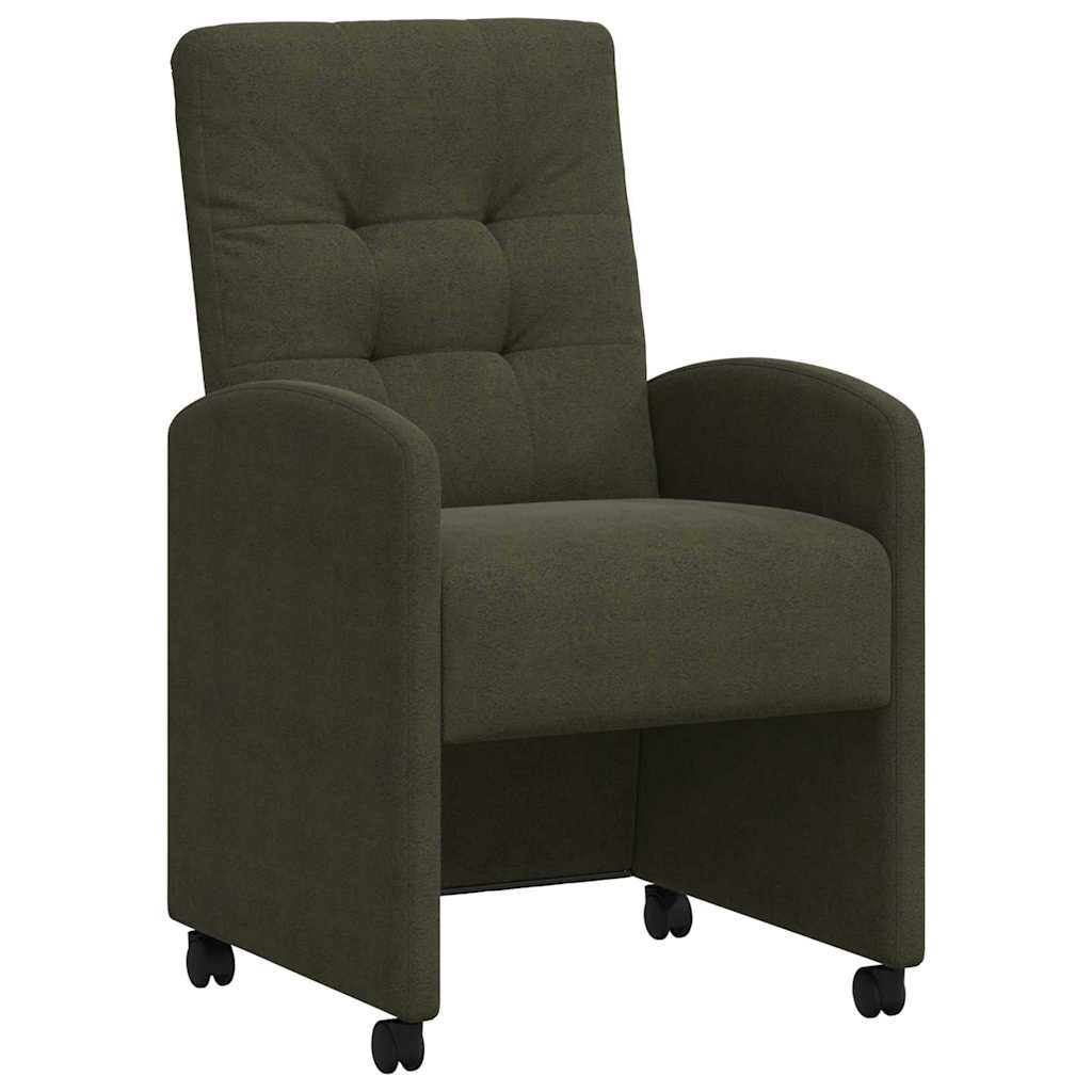 Spisebordsstole med hjul 2 stk. Faux suede læder Army grøn