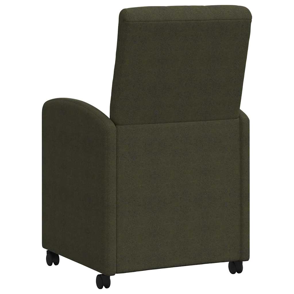 Spisebordsstole med hjul 2 stk. Faux suede læder Army grøn