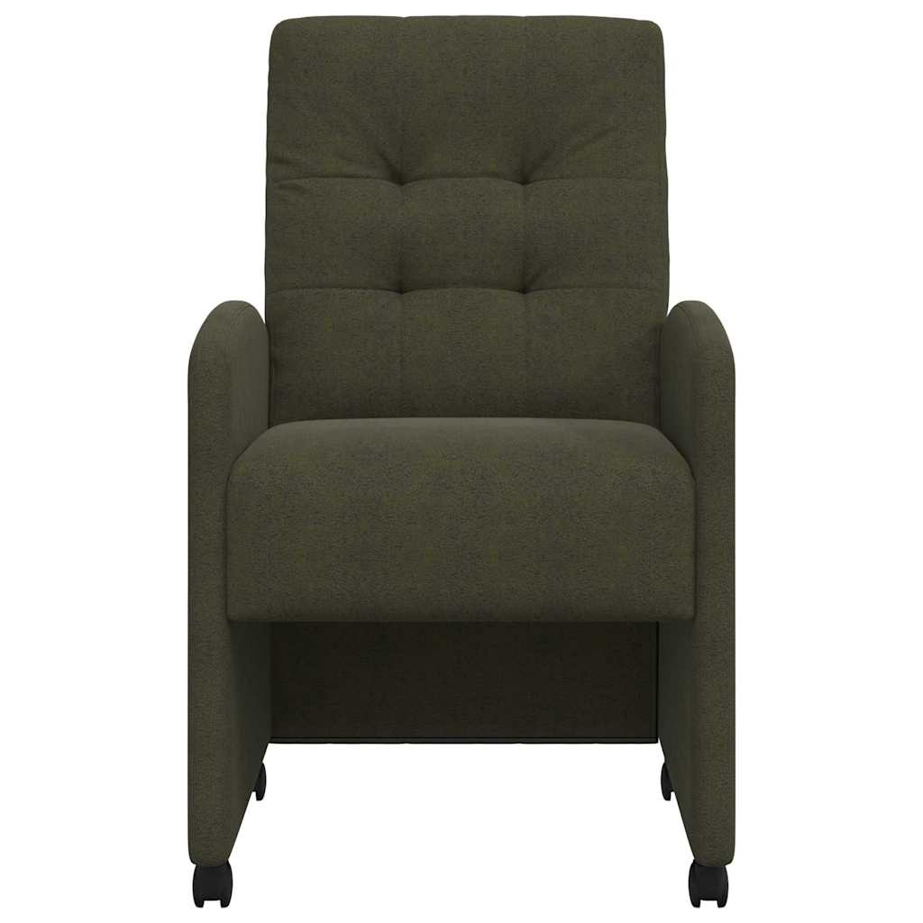 Spisebordsstole med hjul 2 stk. Faux suede læder Army grøn