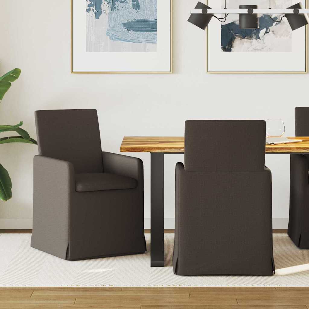 Spisestole 2 stk. Linned Mørkegrå 57 x 67 x 95 cm