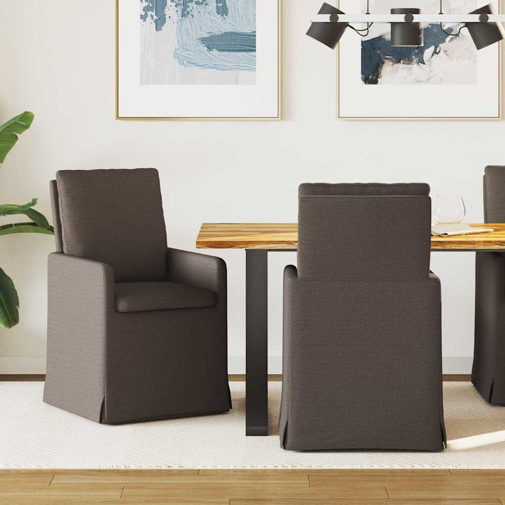 Spisestole 2 stk. Linned Mørkegrå 57 x 67 x 98 cm