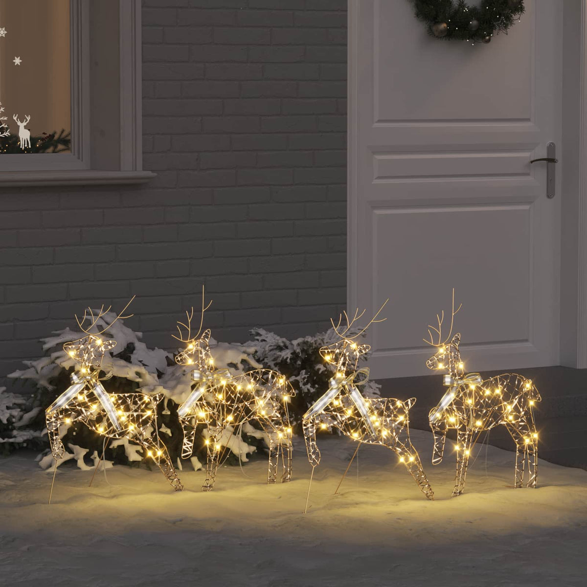 LED Rensdyr 4 stk. 80 LED'er Guld 44 x 18 x 65,5 cm PET