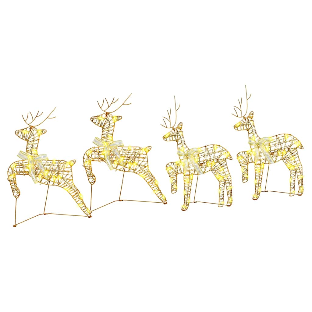 LED Rensdyr 4 stk. 80 LED'er Guld 44 x 18 x 65,5 cm PET