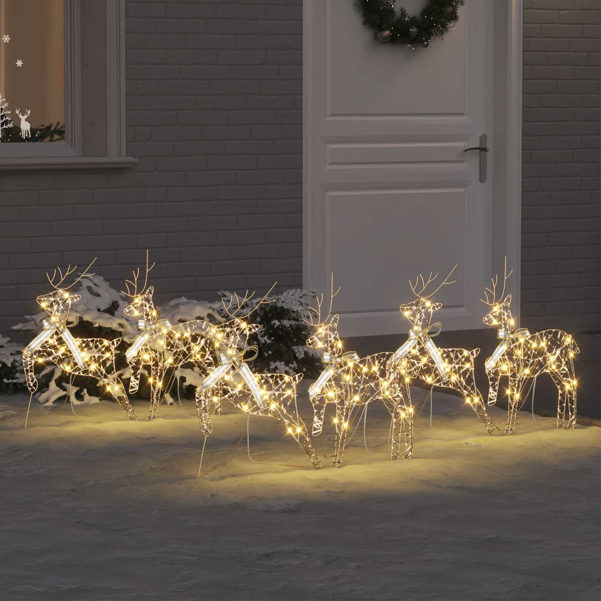 LED Rensdyr 6 stk. 180 LED'er Guld 44 x 18 x 65,5 cm PET
