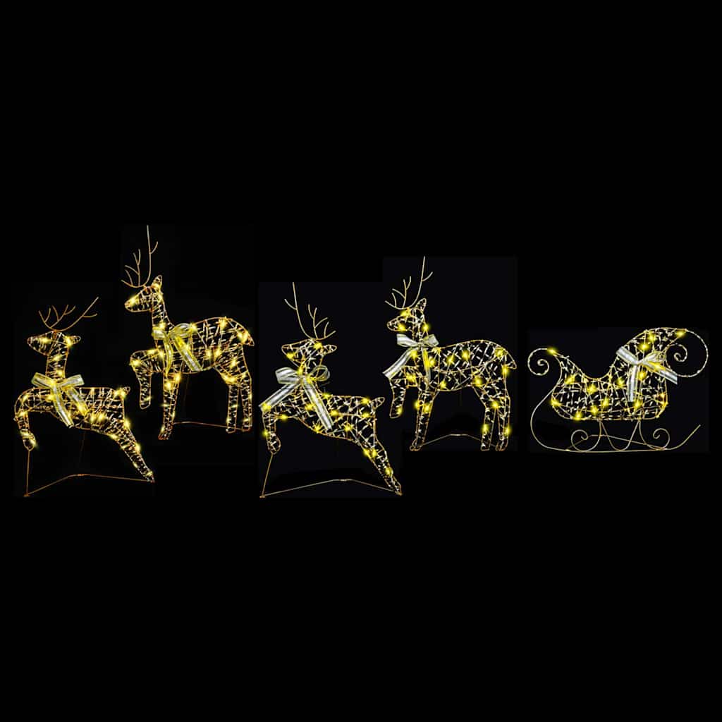 LED Rensdyr 5 stk. 40 LED'er Guld 44 x 18 x 65,5 cm PET