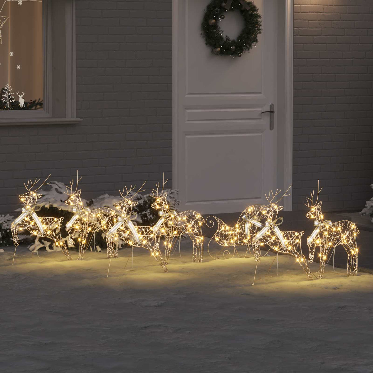 LED Rensdyr 7 stk. 40 LED'er Guld 44 x 18 x 65,5 cm PET